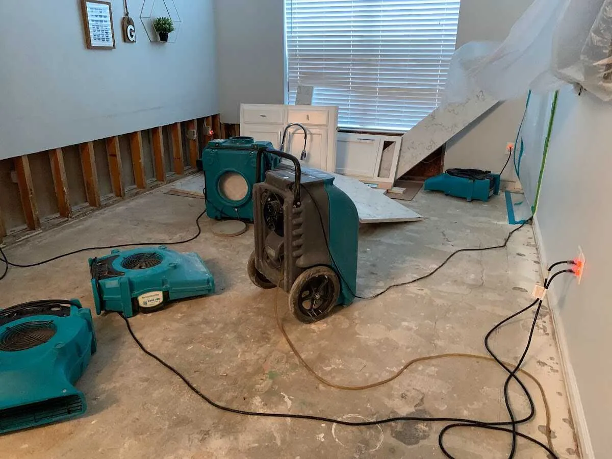 Dehumidifier in flood-cut room for Water Damage Restoration in Smiths Station